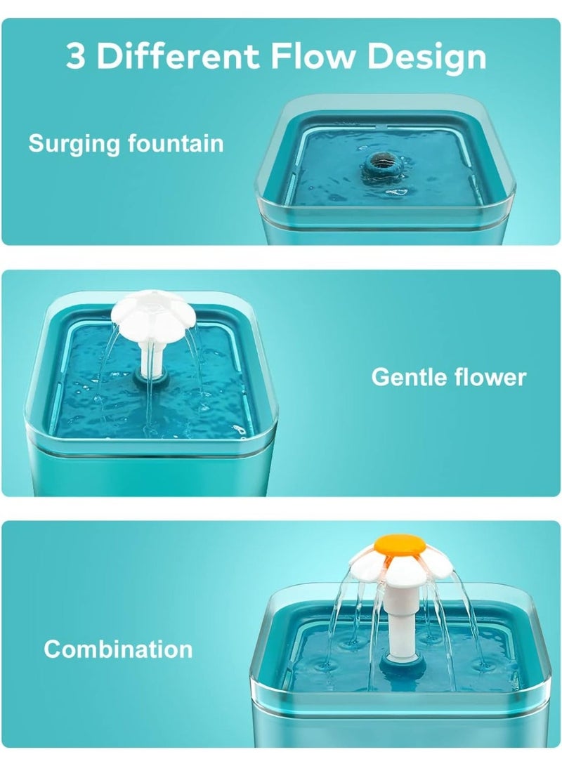 water Fountain, 2L Water Fountain for Drinking, Ultra Silent, LED Light, Activated Carbon Filter, Three Flow Patterns, Living Water Supply, Fountain for and Small Dogs - Image 5